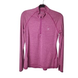 Old Navy Women's Go-Dry Active Quarter Zip Pullover Pink Striped Shirt Size S